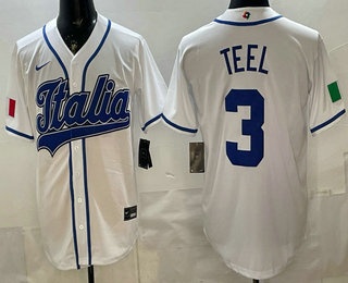 Men's Italy #3 Kyle Teel White 2026 World Baseball Classic Cool Base Jersey