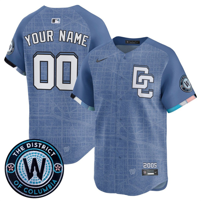 Youth Washington Nationals ACTIVE PLAYER Custom Blue 2025 City Connect Limited Stitched Baseball Jersey