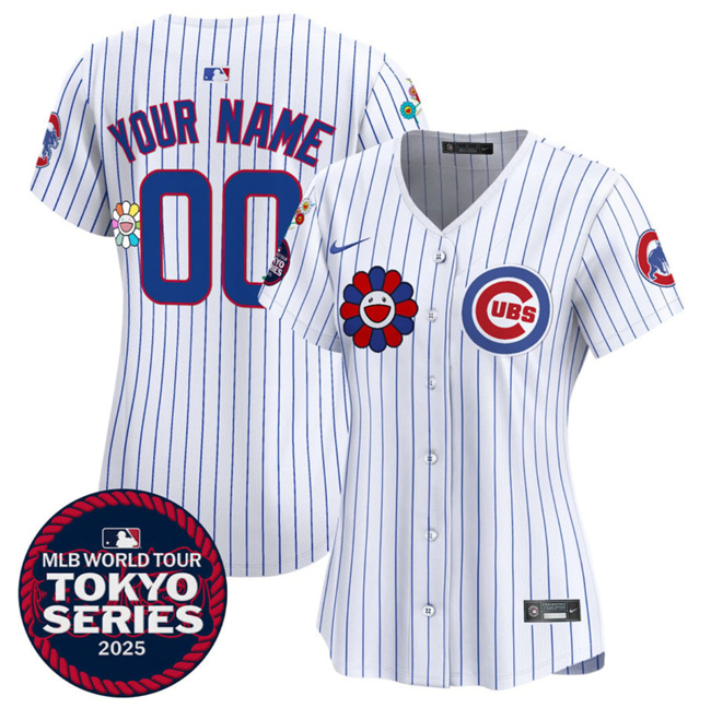 Women's Chicago Cubs ACTIVE PLAYER Custom White 2025 Tokyo Series Limited Stitched Baseball Jersey(Run Small)
