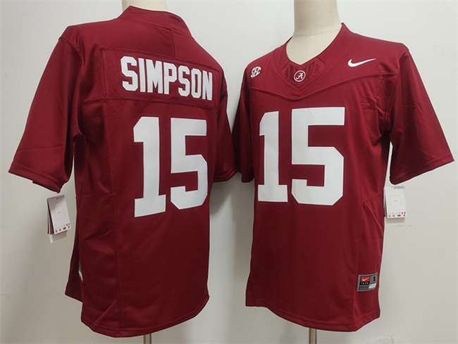 Men's Alabama Crimson Tide #15 Ty Simpson Red F.U.S.E. Stitched Football Jersey