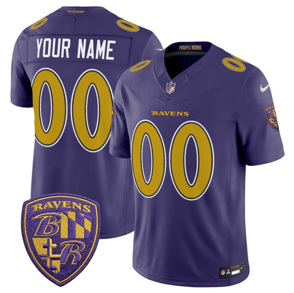 Men's Baltimore Ravens Active Player Custom Purple 2026 F.U.S.E. Alternate Vapor Limited Football Stitched Jersey