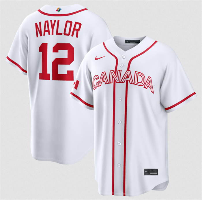 Men's Canada Baseball #12 Josh Naylor White 2026 World Baseball Classic Home Stadium Stitched Jersey