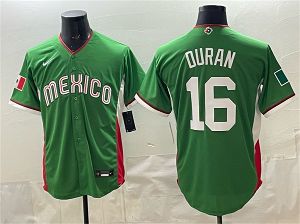 Men's Mexico Baseball #16 Jarren Duran Green 2026 World Baseball Classic Home Stadium Stitched Jersey
