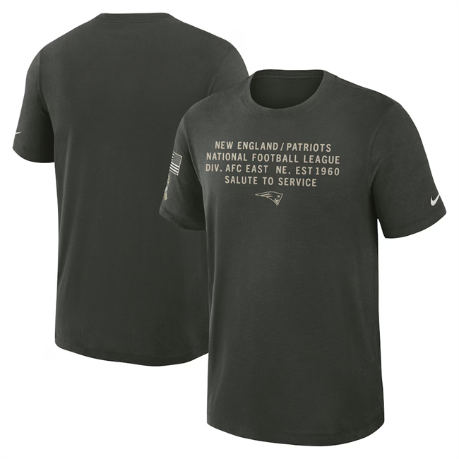 Men's New England Patriots Dark Green 2025 Salute to Service Sideline Slub Dri-FIT T-Shirt