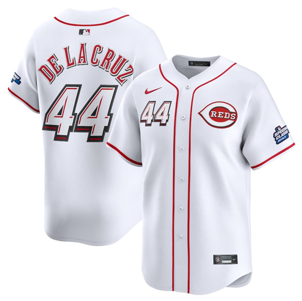 Men's Cincinnati Reds #44 Elly De La Cruz White 2025 Speedway Classic Home Limited Stitched Baseball Jersey