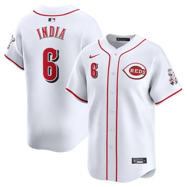 Men's Cincinnati Reds #6 Jonathan India White Home Limited Baseball Stitched Jersey