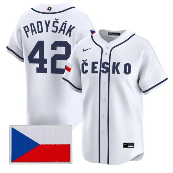 Men's Czech Republic Baseball #42 Daniel Padyk Nike White 2026 World Baseball Classic Jersey