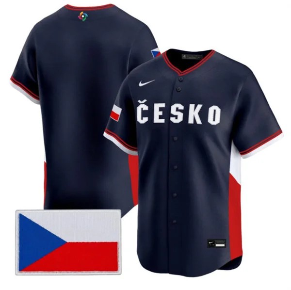 Men's Czech Republic Baseball Nike Navy 2026 World Baseball Classic Team Jersey