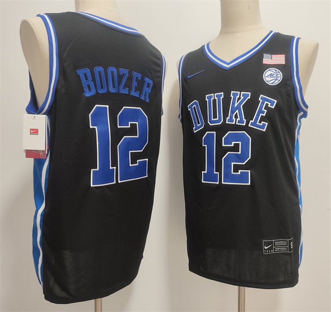 Men's Duke Blue Devils #12 Cameron Boozer Black Stitched Basketball Jersey