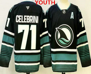 Youth san jose sharks #71 macklin celebrini black authentic jersey