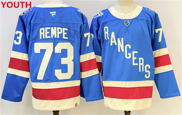 Youth new york rangers #73 matt rempe blue 2025 stitched hockey jersey