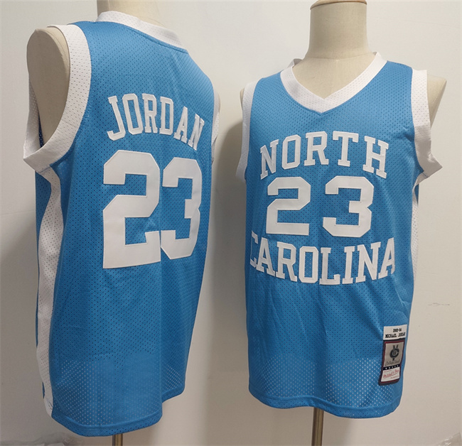 Men's North Carolina Tar Heels #23 Michael Jordan Light Blue Throwback Stitched Jersey