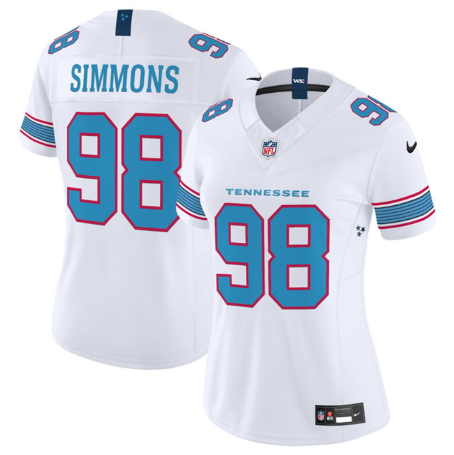Women's Tennessee Titans #98 Cameron Ward White 2026 F.U.S.E. Vapor Limited Stitched Football Jersey(Run Small)