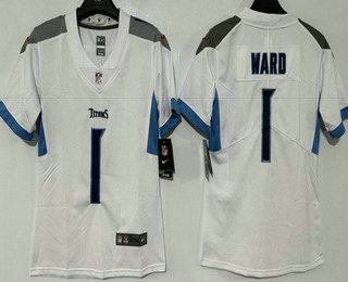 Women's Tennessee Titans #1 Cameron Ward Limited White Vapor Jersey