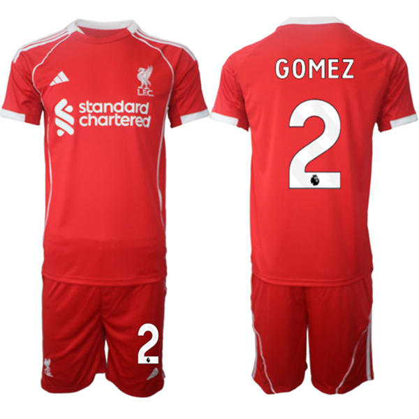 Men's Liverpool #2 Joe Gomez 2025 Red Home Soccer Jersey Suit