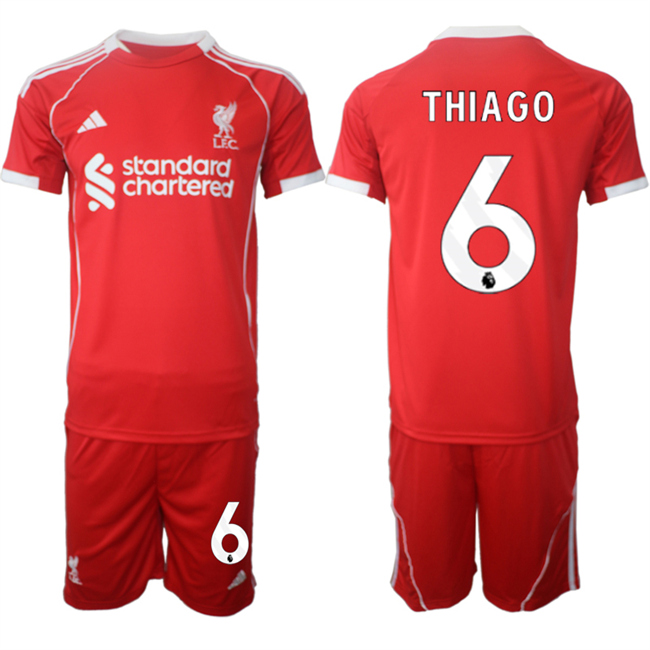 Men's Liverpool #6 Thiago 2025 Red Home Soccer Jersey Suit