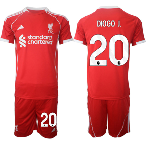 Men's Liverpool #20 Diogo 2025 Red Home Soccer Jersey Suit