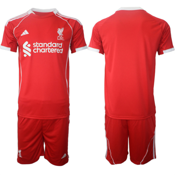 Men's Liverpool Blank 2025 Red Home Soccer Jersey Suit