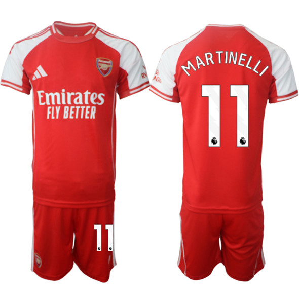 Men's Arsenal F.C #11 Gabriel Martinelli Red 2025 Home Soccer Jersey Suit