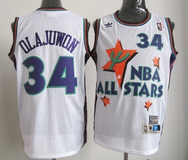 NBA 1995 All-Star #34 Hakeem Olajuwon White Swingman Throwback Jersey