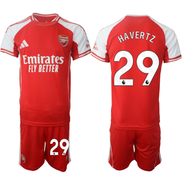 Men's Arsenal F.C #29 Kai Lukas Havertz Red 2025 Home Soccer Jersey Suit