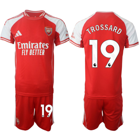 Men's Arsenal F.C #19 Leandro Trossard Red 2025 Home Soccer Jersey Suit