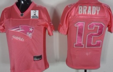 New England Patriots #12 Tom Brady Pink Stitched Womens 2012 Super Bowl XLVI Jersey