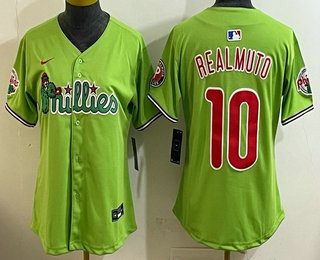 Women's Philadelphia Phillies #10 JT Realmuto Light Green Fashion Cool Base Jersey