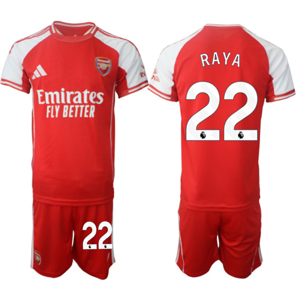 Men's Arsenal F.C #22 David Raya Red 2025 Home Soccer Jersey Suit