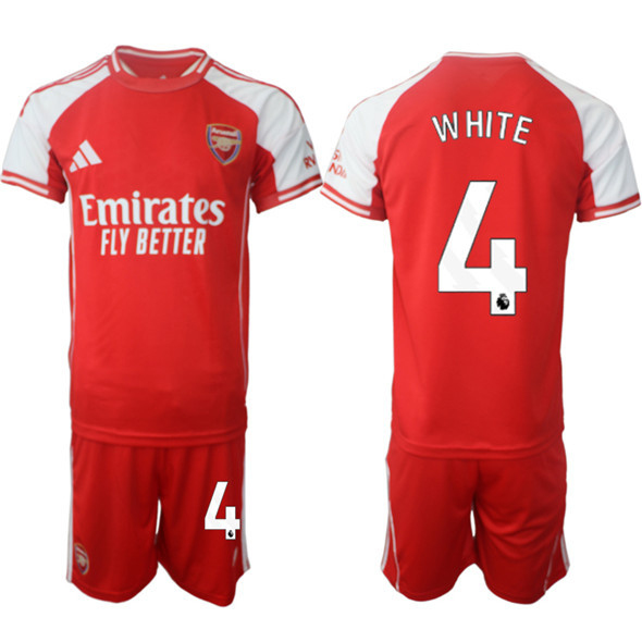 Men's Arsenal F.C #4 Ben White Red 2025 Home Soccer Jersey Suit