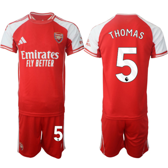 Men's Arsenal F.C #5 Thomas Red 2025 Home Soccer Jersey Suit