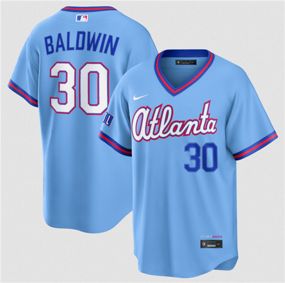Men's Atlanta Braves #30 Drake Baldwin Powder Blue 2026 City Connect Stadium Stitched Baseball Jersey