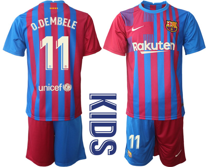 Youth 2021-2022 Club Barcelona home red 11 Nike Soccer Jerseys