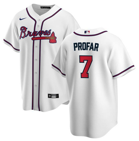 Men's Atlanta Braves #7 Jurickson Profar White 2025 Cool Base Stitched Baseball Jersey