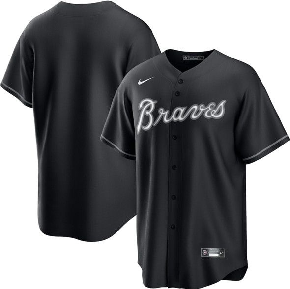 Men's Atlanta Braves Blank Black Lights Out Limited Stitched Baseball Jersey