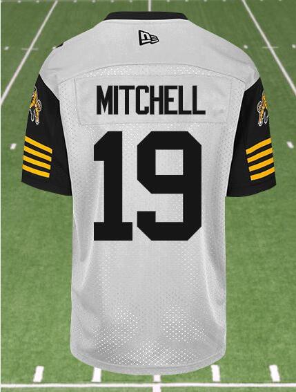 CFL Hamilton tiger cats #19 MITCHELL Crested Away White Jersey