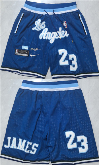Men's Los Angeles Lakers #23 LeBron James Blue 2026 Shorts (Run Small)