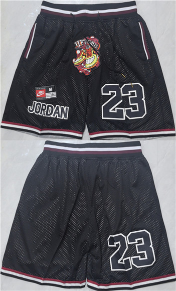 Men's Chicago Bulls #23 Michael Jordan Black Shorts002 (Run Small)