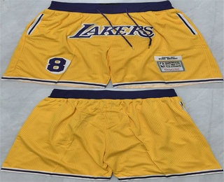 Men's Los Angeles Lakers #8 Kobe Bryant Yellow 2025 Shorts