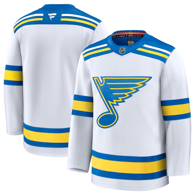 Men's St. Louis Blues Blank White 2024-25 Away Stitched Hockey Jersey