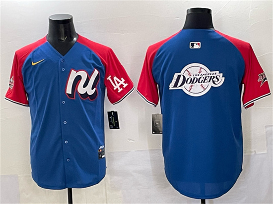 Men's National League Los Angeles Dodgers Team Big Logo Blue Red Alternate 2025 All-Star Edition Limited Stitched Baseball Jersey