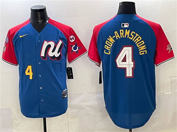 Men's National League #4 Pete Crow-Armstrong Blue Red Alternate 2025 All-Star With Patch Edition Limited Stitched Baseball Jersey