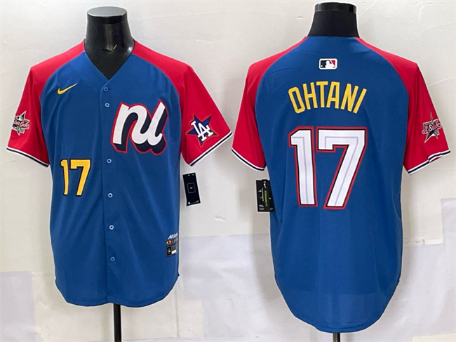 Men's National League #17 Shohei Ohtani Blue Red Alternate 2025 All-Star Edition Limited Stitched Baseball Jersey