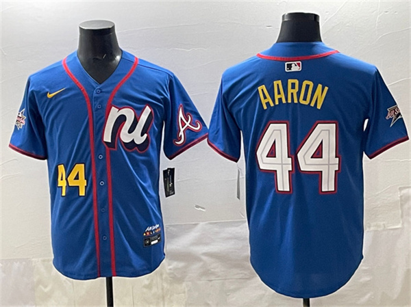 Men's National League #44 Hank Aaron Blue 2025 All-Star Edition Limited Stitched Baseball Jersey