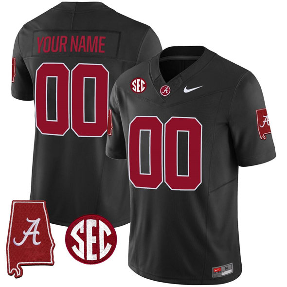 Men's Alabama Crimson Tide Active Player Custom Black F.U.S.E. Alabama Map Stitched Football Jersey