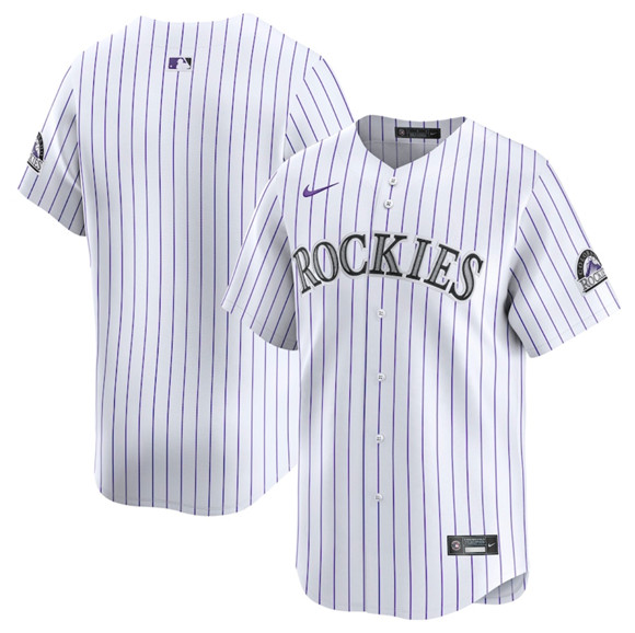 Men's Colorado Rockies Blank White Home Limited Stitched Baseball Jersey
