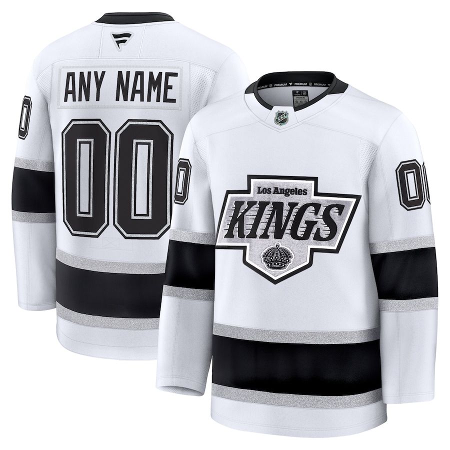 Men's Los Angeles Kings Custom White 2024-25 Away Stitched Hockey Jersey